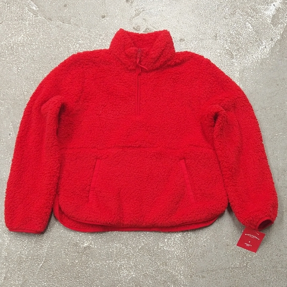 NEW! Women's Wondershop Faux Shearling Matching Family Half Zip Pullover, Red - Picture 2 of 14